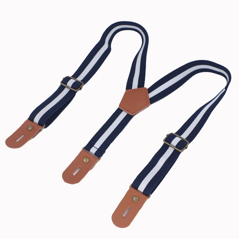 Children leather Button Suspenders Strip Elastic Adjustable Fashion Kids Braces Tirantes Bretelles width:2.5cm Length:65cm