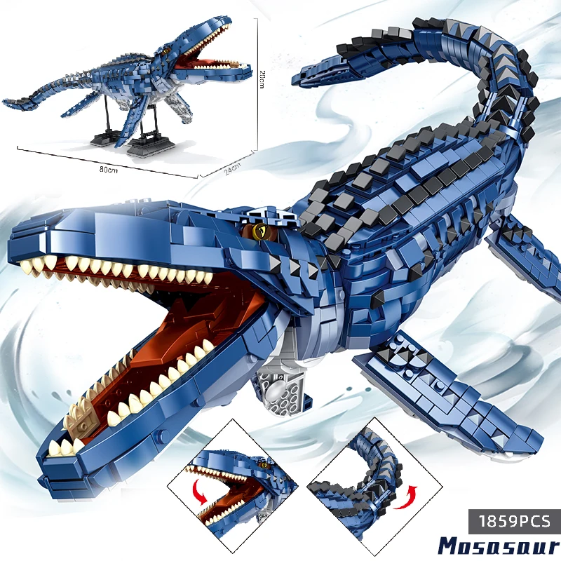 

New 2170pcs 2022 Jurassic Dino World Mosasaur Building Kits Bolcks Bricks Dinosaurs figures Toys for kids gifts