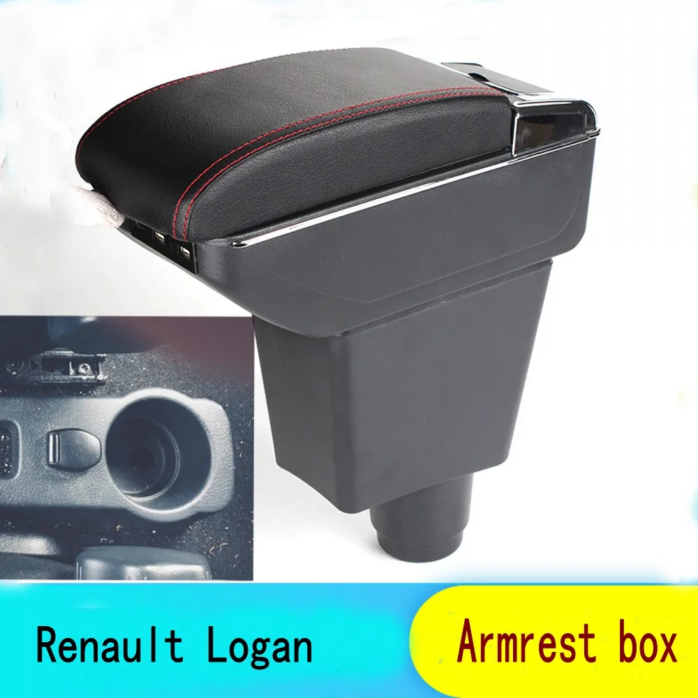 For Renault Logan II Armrest Box Center console Arm Rest Central Armrest Storage Box cup holder ashtray modification accessories