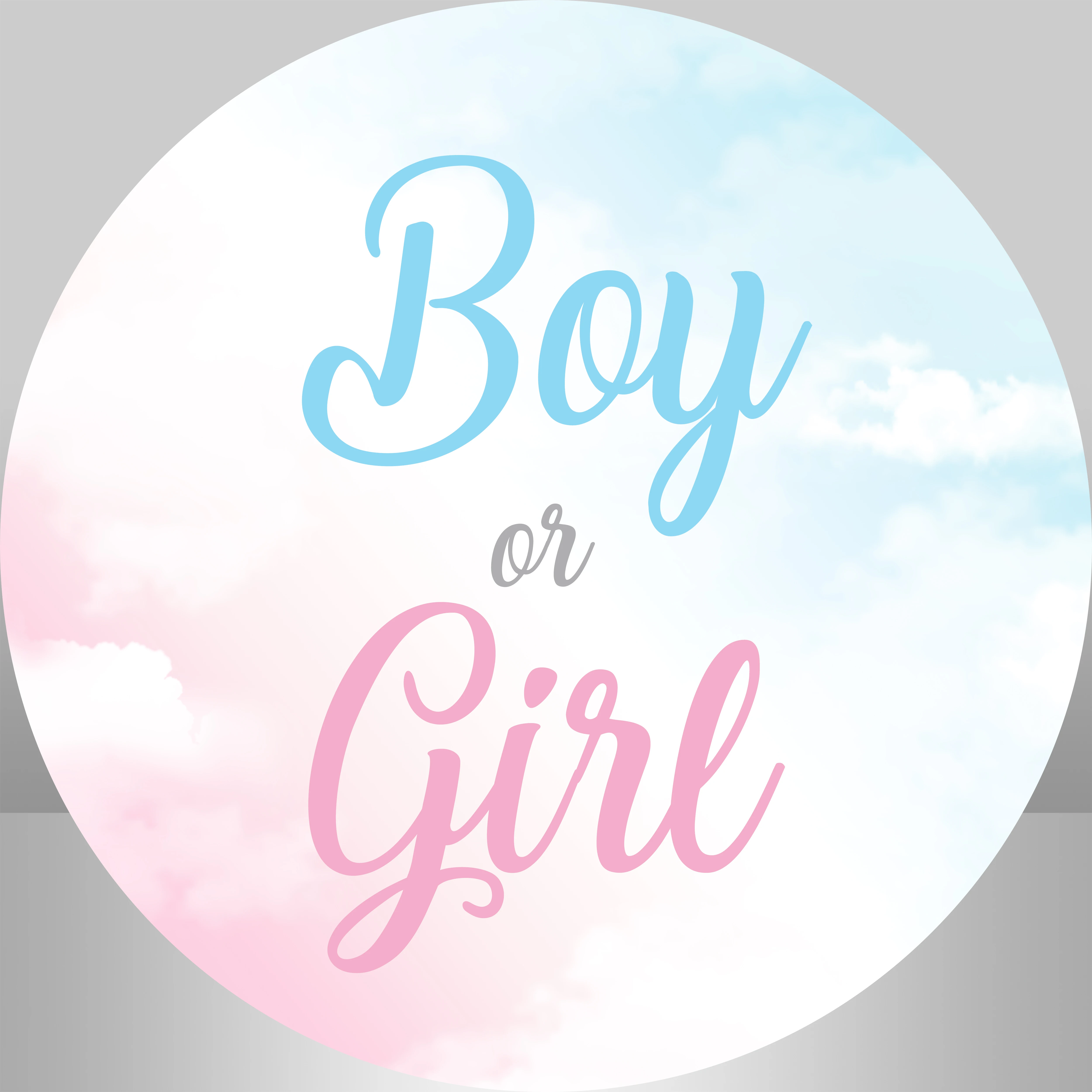 

Gender Reveal Party Photocall Studio Custom Baby Shower Birthday Background Baby Shower Boy or Girl Circle Round Backdrop Cover