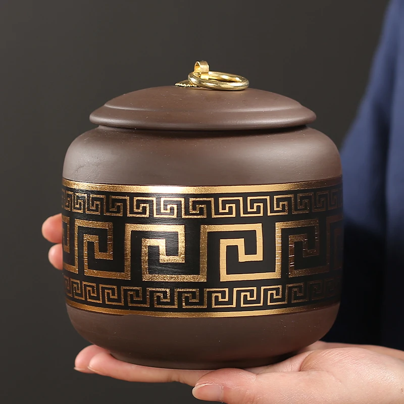 

Purple Clay Tea Caddy Ceramic Sealed Pot Size Pu'er Tea Storage Tank Household Black Tea Green Tea General Empty Can