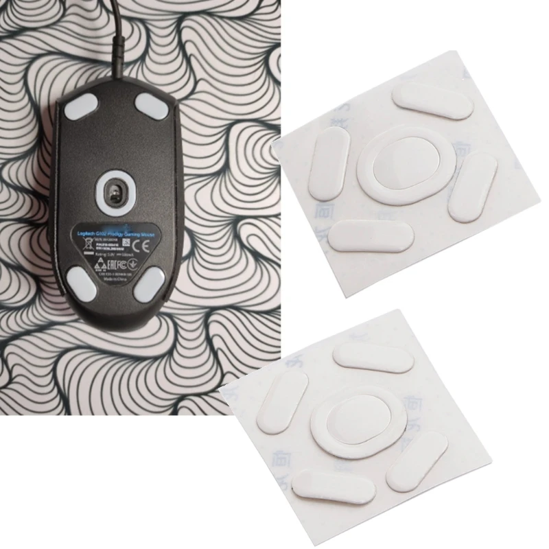 2Set 0.6mm Mouse Skates Glide Feet Pads Mouse Feet Sticker for logitech G102 Mouse White Rounded Curved Edges Mouse Feet White