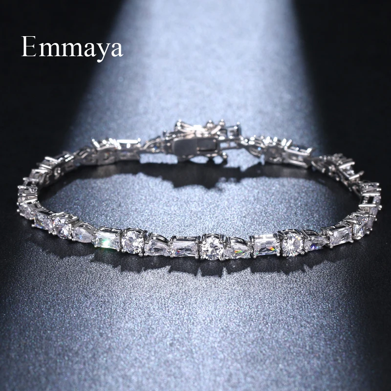 EMMAYA Hot Sale Three Different Shape Geomerty Design Brilliant Bracelet WIth Cubic Zircon For Female Banquet First Choice