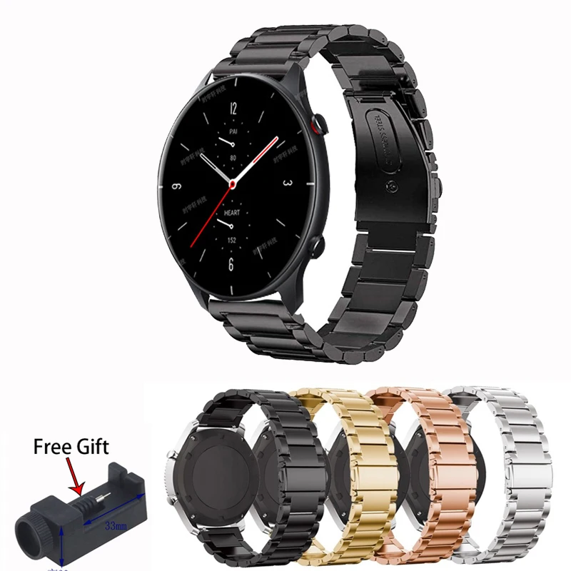 Металлический ремешок GTR 2E для Xiaomi Huami Amazfit GTR 47 мм GTR2, браслет Amazfit Pace Stratos 2 2S 3, ремешок для часов Correa GTR2E