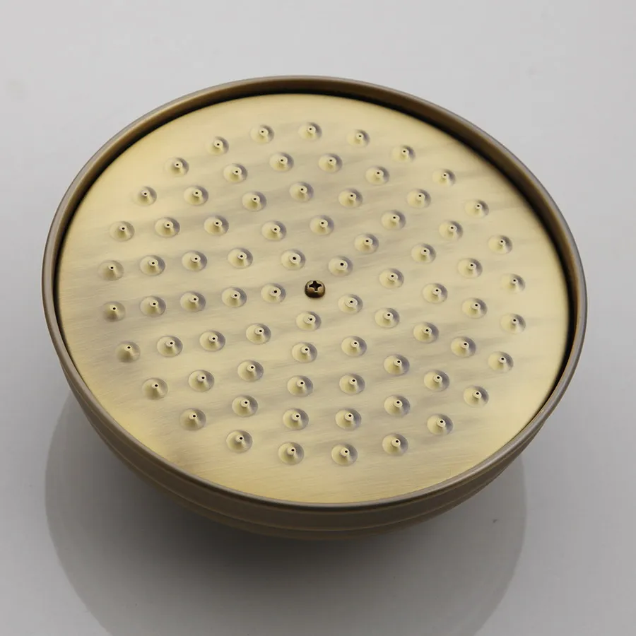 Antique Brass Bathroom Hand Shower Head 8 inch Round Rainfall Shower Faucet Shower Bracket Wall Shower Arm 1.5M Shower Hose
