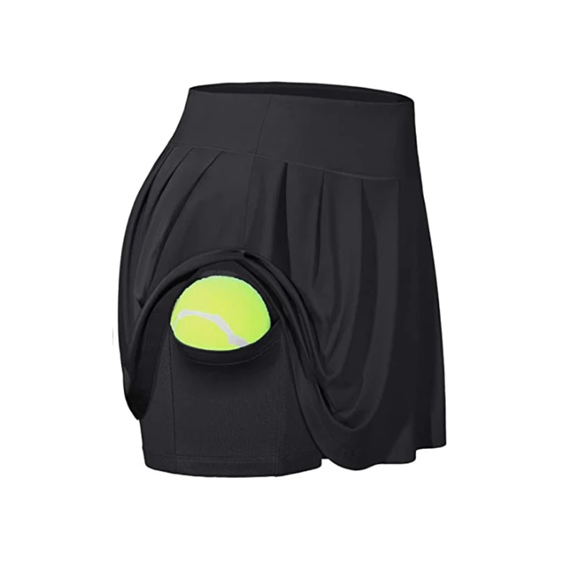 Women 2 In 1 Sports Tennis Yoga Skirt with Shorts