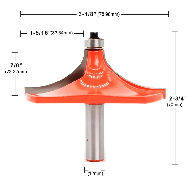 1PC 12mm Shank extra large Diameter Thumbnail Table Edge Router Bit Woodworking cutters Tenon Cutter for Wood Woodworking Tools