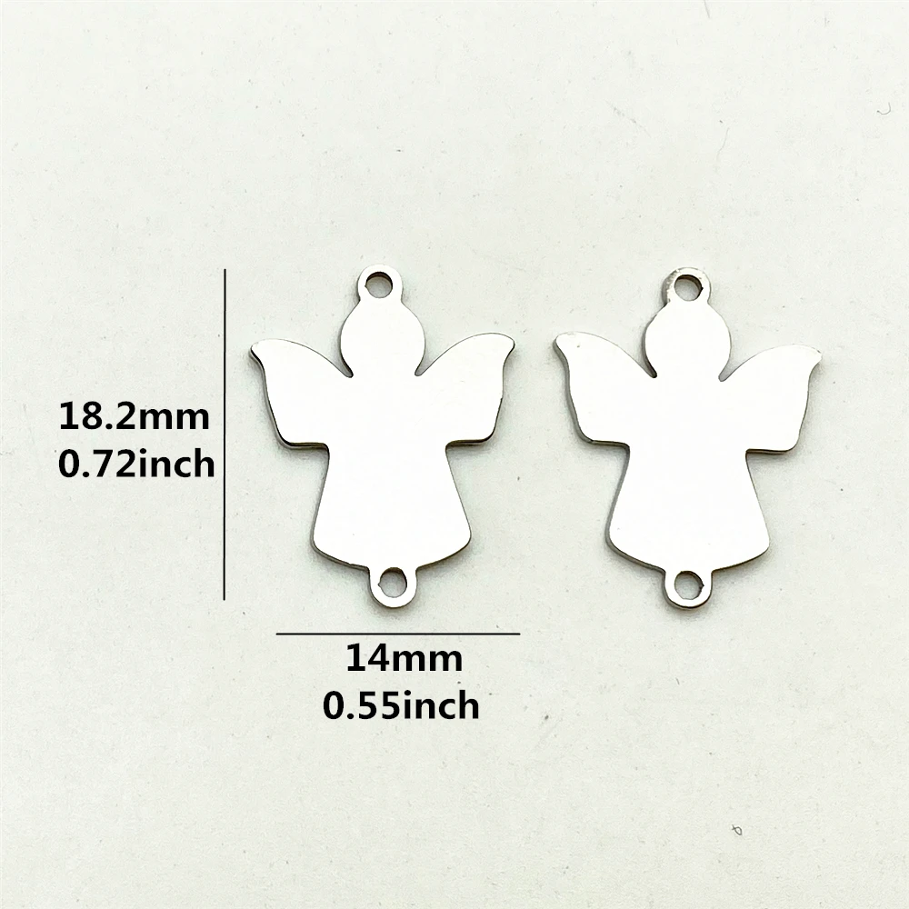 Heilige Beschermengel Heldere Sluit Rvs 10 Stuks Angel Charms Sieraden Ketting Connectors Diy Sieraden Maken