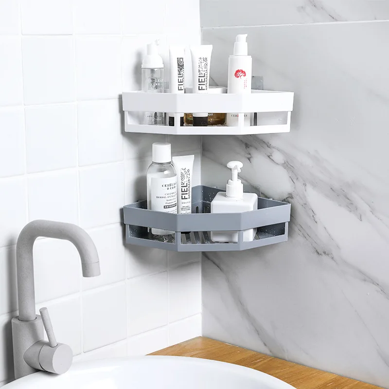 Bathroom Corner Shelf Without Drilling Wall Suction Storage Basket Shampoo Organizer Soap Holder Bathroom Rack Accessories