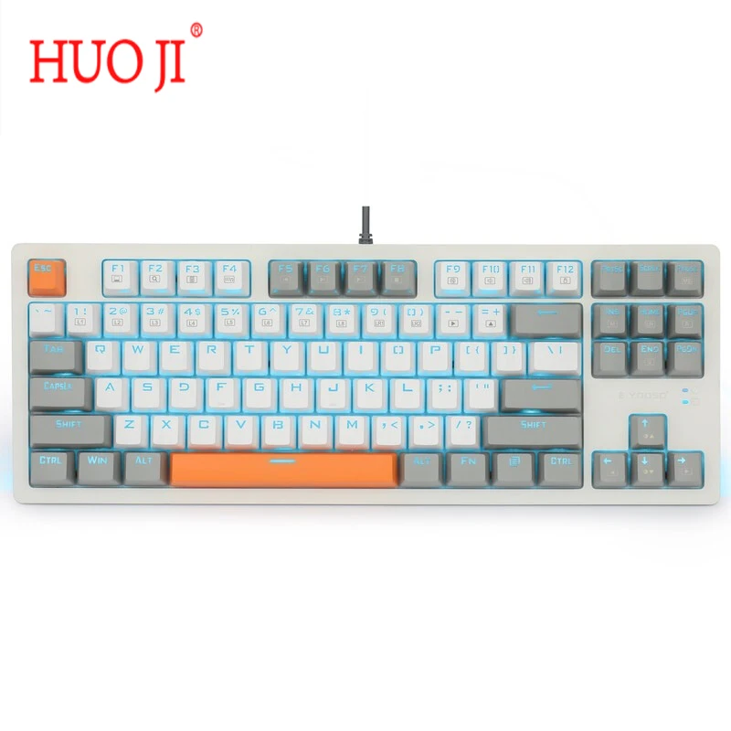 

HUOJI K620 Wired Mechanical Keyboard LED Backlit RGB Side-lit 87 Keys Red Switches Anti-Ghosting Gaming Keyboard for PC Gamer