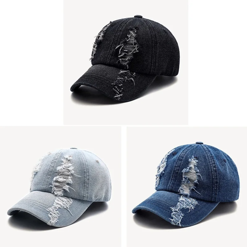 New adult Lady casual washed cotton demin baseabll cap Vintage Men ripped hip hop snapback hat Casquette gorros