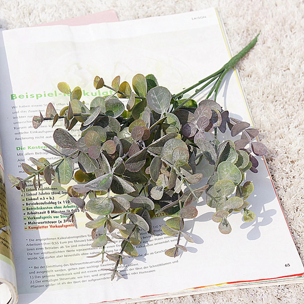 Künstliche Kunststoffpflanzen, Blätter, grüner Eukalyptuszweig, DIY-Garten, Zuhause, Weihnachten, Hochzeit, Vase für Dekoration, künstliche Kunstblumen – Detail 13