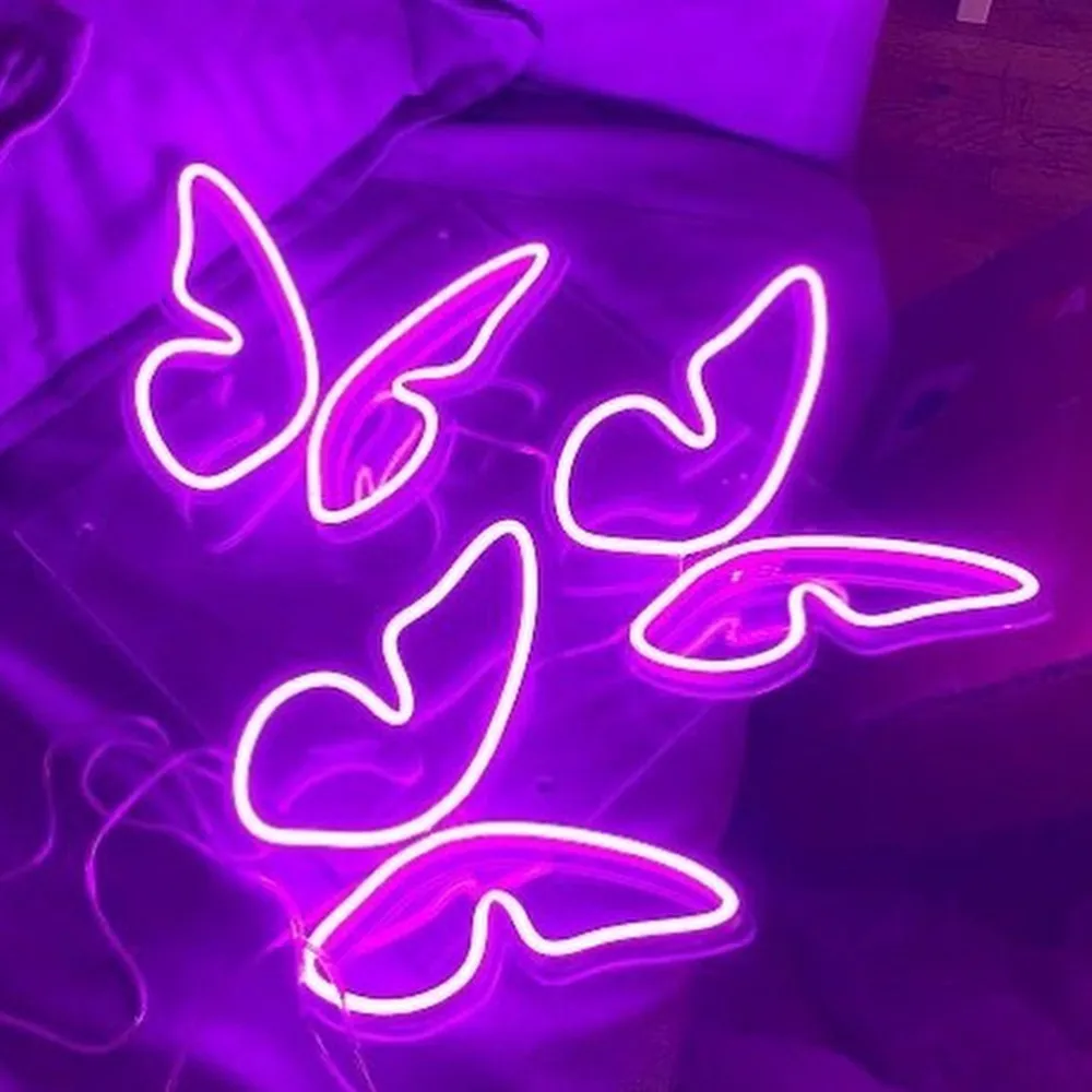 LED Neon Light Sign for Room Decor, Butterfly Shape, Wall Hanging Party, Romantic Birthday Gift, Customize Available, Night Lamp