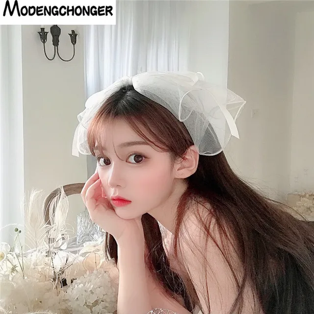 1PC słodka, piękna łuk BarretteHair Band dla kobiety dziewczyny przędzy wielowarstwowa Bezel akcesoria do włosów moda nowy łuk szpilka obręcz do włosów