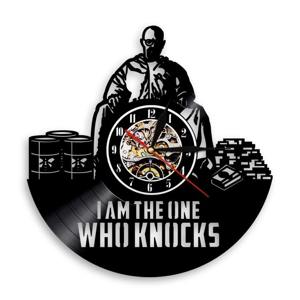 Настенные часы с виниловой пластиной и цитатами «Я тот, кто стукает»