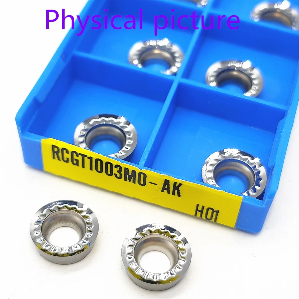 10Pcs RCGT1003MO AK H01 Aluminum Turning Inserts RPGT Round Blade RCGT1003 Carbide CNC Lathe Cutter Aluminum Copper Tool