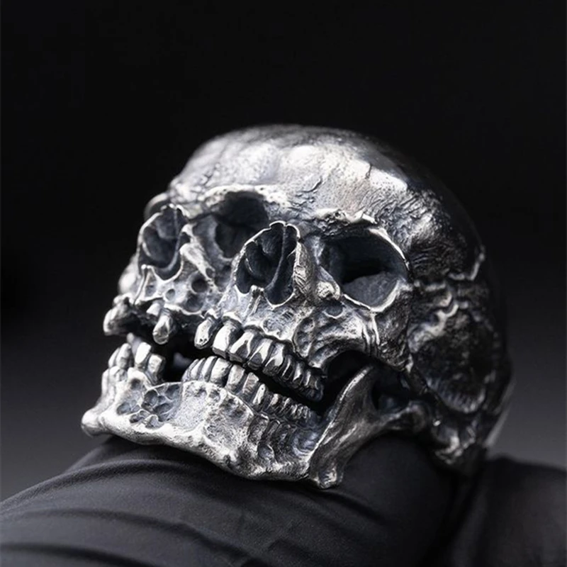 EYHIMD Unique Gothic Mens Skull Ring 316L Stainless Steel Rings for Men Skeleton Biker Party Jewelry Gifts for him