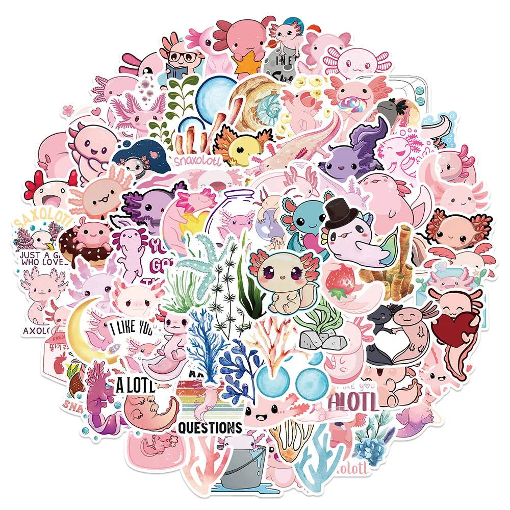 10/30/50/100pcs Cute Animal Axolotl Graffiti Stickers Cartoon Decals Kids Toy DIY Diary Suitcase Scrapbook Phone Laptop Sticker