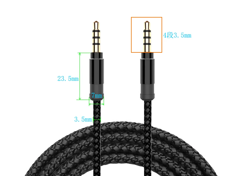 AUX 오디오 4 극 케이블, 나일론 편조 헤드폰, 스피커 자동차 MP3 AUX 코드 연장, 잭 3.5mm, 1.5m, 3m