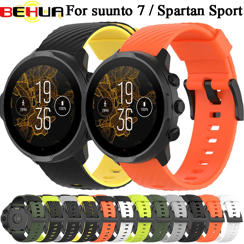 

Браслет BEHUA для Suunto 7/9 Spartan Sport Wrist HR Baro D5, сменный браслет Fossil Q, мужской мягкий силиконовый ремешок для часов