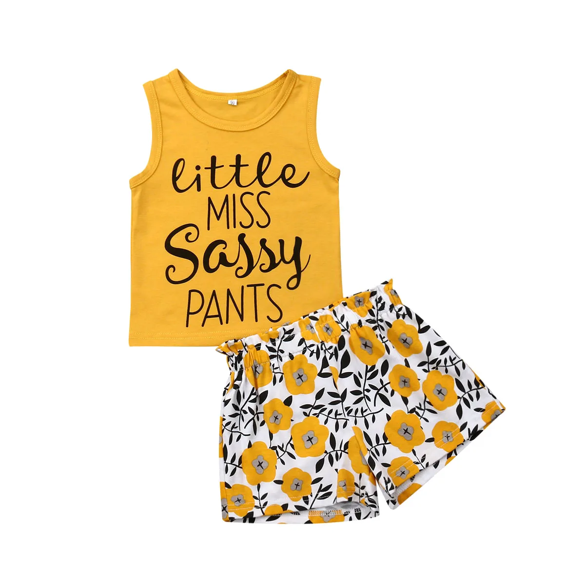 lioraitiin 1-5Years Toddler Baby Girl Summer Fashion 2Pcs Clothing Set Letter Printed Top Sleeveless Daisy Printed Pants Outfit