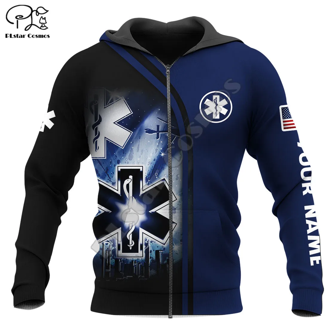 PLstar Cosmos EMS Emergency Medical Service 3D Printed Hoodies Sweatshirts Zip Hooded For Men/Women Casual Streetwear Style-E01