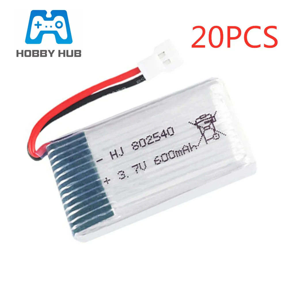 

20pcs/lot 3.7V 600mAh Lipo Battery For Syma X5 X5C X5SC X5SW X5HW X5UW CX-30 M68 509 509G 509W 510 Quadrocopter Battery 802540