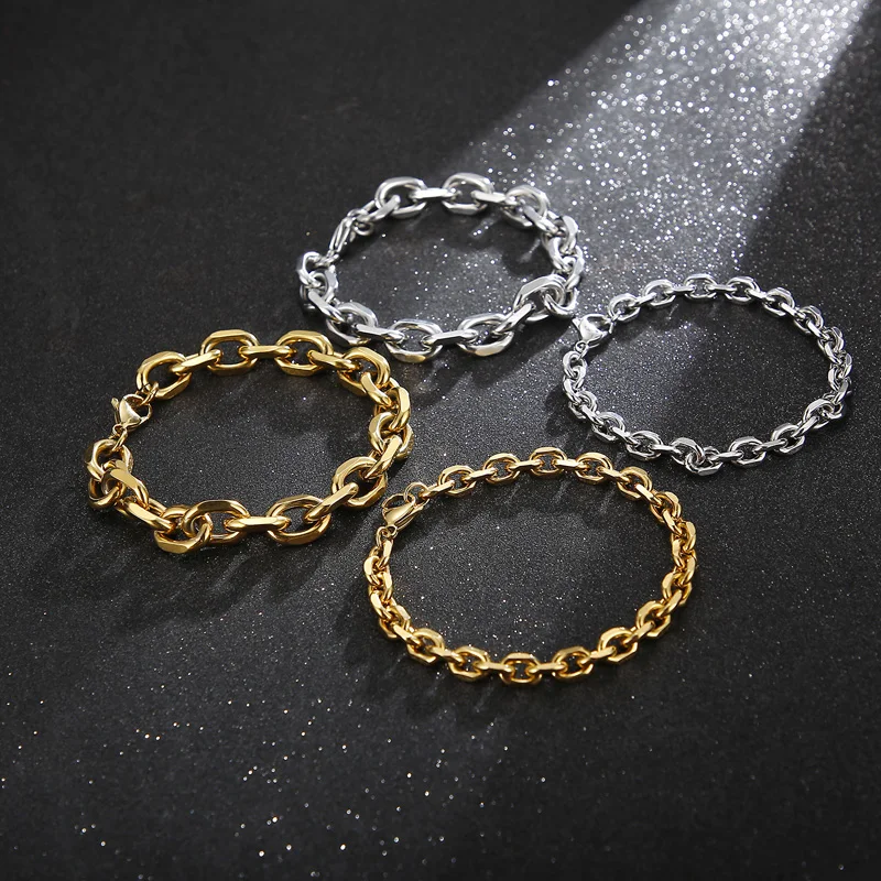 Karen 4mm 5mm 6mm 10mm O-Chain Simple Fashion Men's Stainless Steel Bracelet Custom