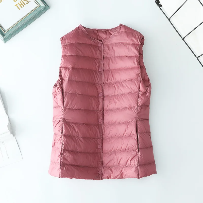 

Новая женская ультралегкая безрукавка из белого утиного пуха для осени и зимы, теплая короткая куртка-пуховик