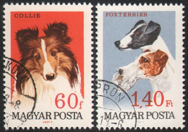 2Pcs/Set Hungary Post Stamps Famous Dogs  Marked Postage Stamps for Collecting