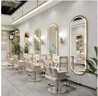 Barber shop mirror modern style hairdressing mirror European style hair salon special mirror wall hanging with light trendy hair