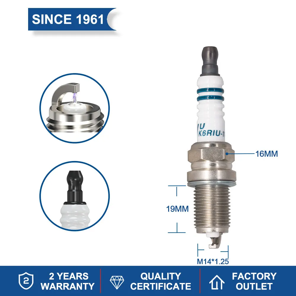 High Quality Torch Spark Plugs K6RIU-11 Replace for PFR6Y PFR5B-11 FR6EI for NISSAN ALMERA 1.6 16V MAXIMA 2.0