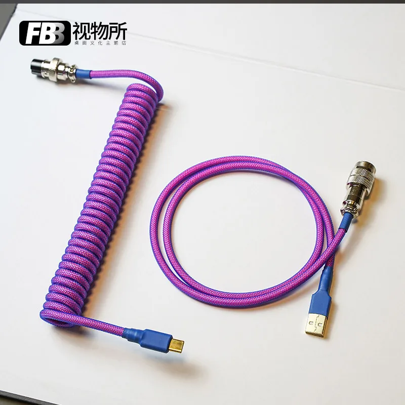 fbb-cables-type-c-keycap-line-handmade-custom-spiral-braided-data-line-diy-fuchsia-mechanical-keyboard-cable-usb