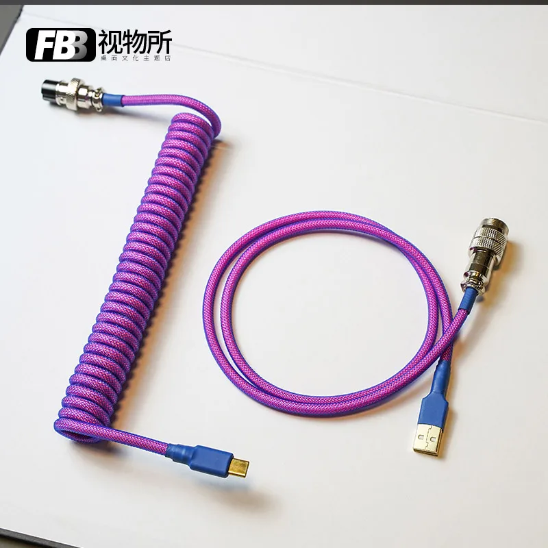 

FBB Cables Type C Keycap Line Handmade Custom Spiral Braided Data Line DIY Fuchsia Mechanical Keyboard Cable USB