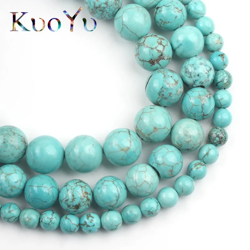 Natural Stone Blue Turquoises Howlite Beads Round Loose Spacer Bead For Jewelry Making Diy Bracelet Accessories 4/6/8/10/12/14mm