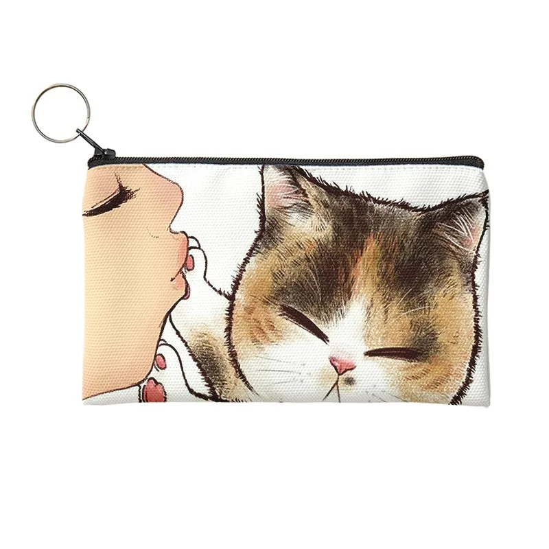 Leuke Zoenen Kat Portemonnee Met Afdrukken Patroon Leuke Organizer Bag Pouchs Voor Dame Portemonnee Pouch Vrouwen Kleine Tas cosmetische Zak