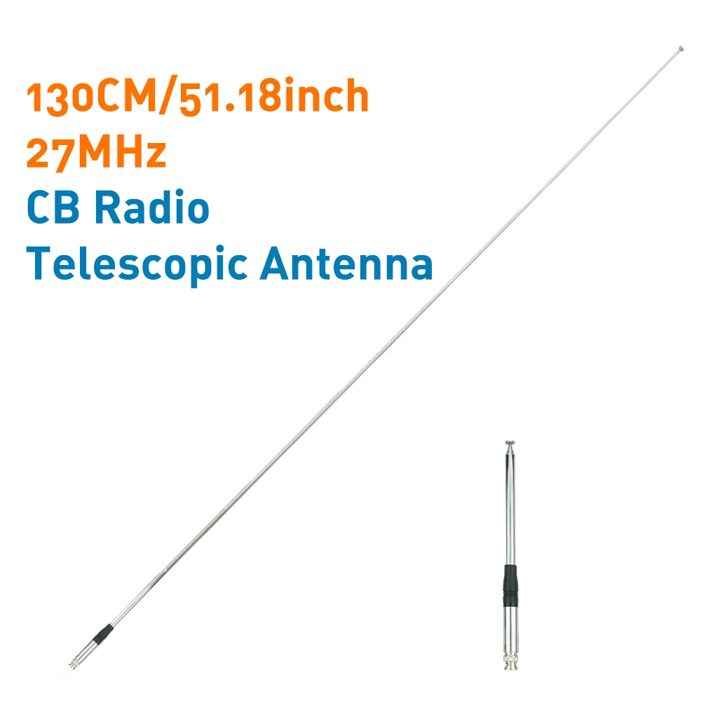 27MHz 130CM/51.18inch CB Radio Telescopic Antenna BNC Male Connector Radio Antenna for Kenwood ICOM Motorola IC-V8 IC-V80 IC-V82