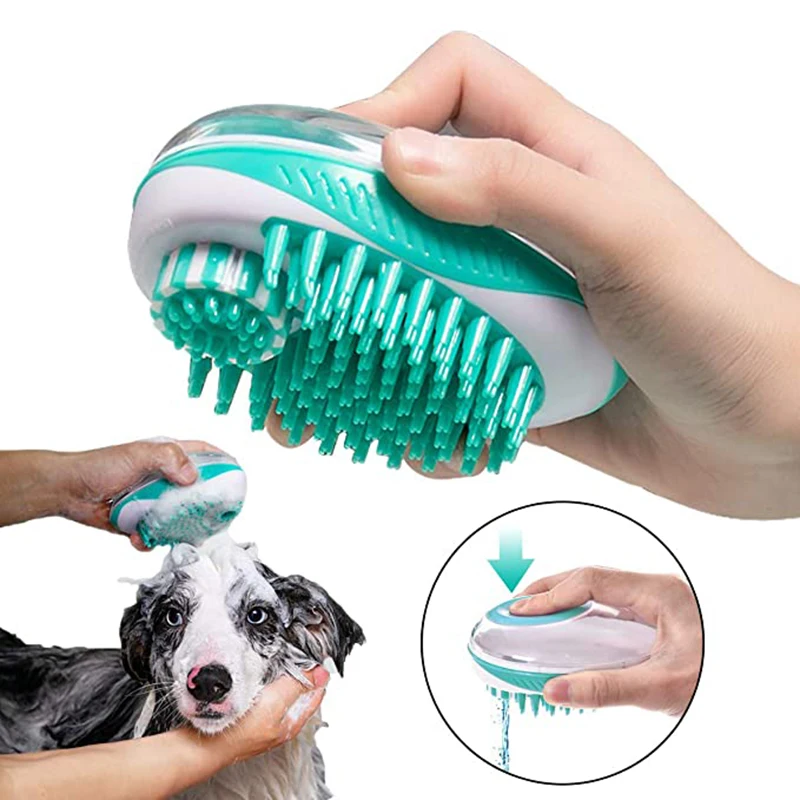 2 in 1 Haustier Hund Bad Pinsel Kamm Pet SPA Massage Pinsel Silikon Hunde Katzen Dusche Haar Pflege Cmob Hund reinigung Werkzeug Pet Supplies