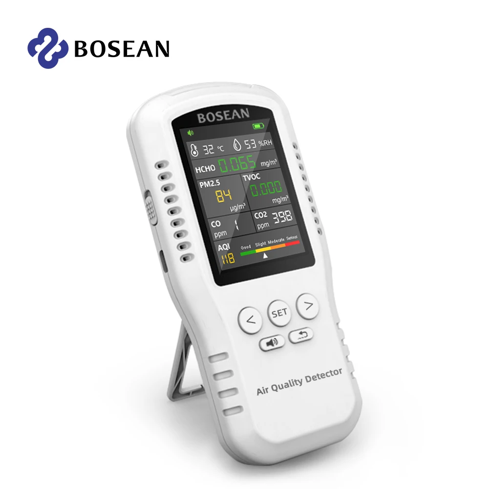 Bose-monitor de Qualidade do ar com Sensores Reais Co2 co Pm2.5 Hcho Tvoc Temperatura Umidade Home Detector