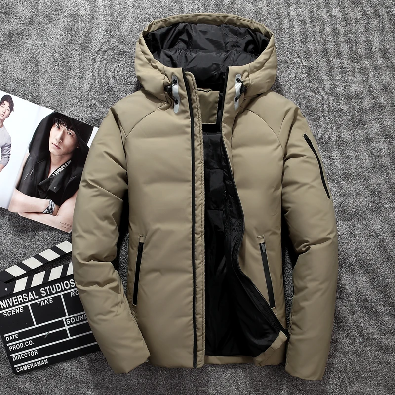 Herren weiße Enten Daunen jacke warme Kapuze dicke Puffer Jacke Mantel männlich lässig hochwertige Mantel Thermal Winter Parka Männer