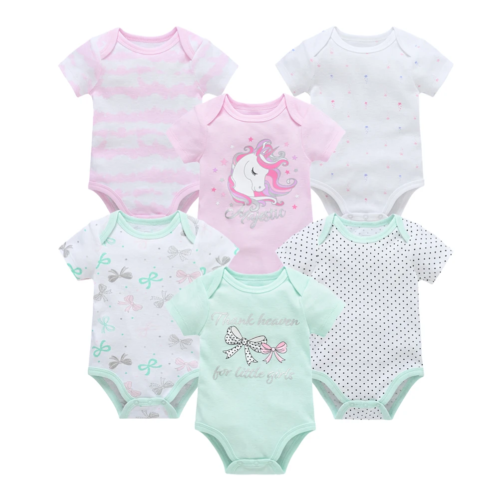 2024 New Summer Baby Bodysuit 3 6 Pcs/set Short Sleeve Cartoon Cotton Clothes Body bebe Newborn Clothes Infant Overalls