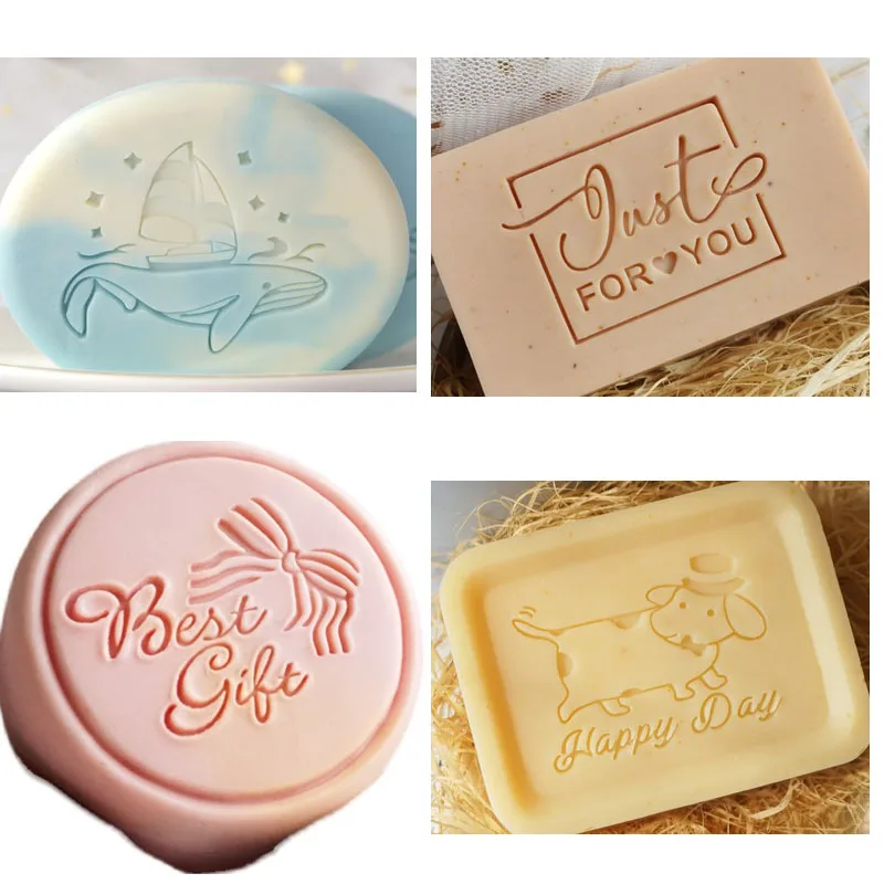 

Soap Stamp with Leaves and Letters, Acrylic Handmade Seal, Organic Natural Soap Making Tools, The Best Gift