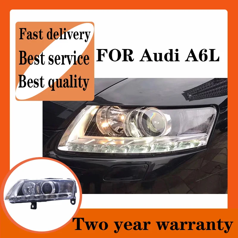 For A6L Headlights 2005-2011  LED Headlight LED DRL Hid Option Bi Xenon Head Lamp Auto Accessories