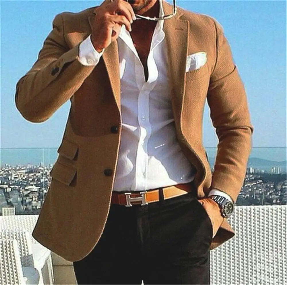 

Brown Tweet Suit Men Blazer Smart Casual Business Tuxedo Men Suits for Wedding With Pants Slim Fit Winter Jacket Pant