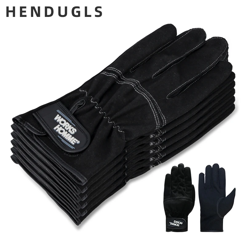 

HENDUGLS Brand 5PCS Work Gloves Ultrathin Microfiber Ottoman Safety Glove Velcros Wear-resistant Stitching Safety Mitten 3770