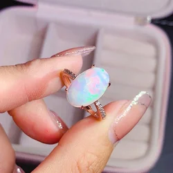 100% Natural Opal Rings Sterling 925 Silver for Women Sparkling Gemstone Anniversary Party Classic Fine Jewelry Gift Collier