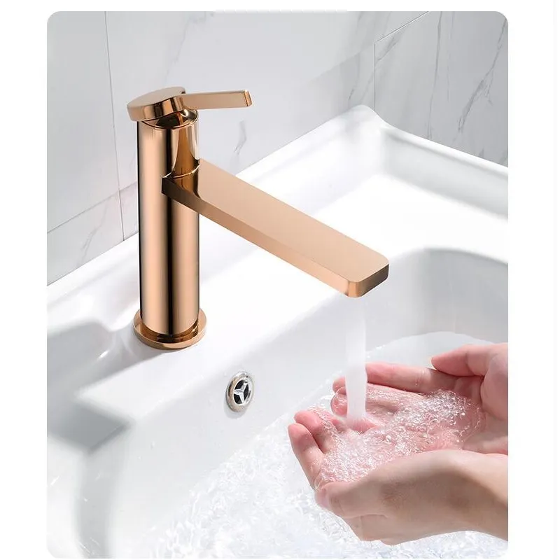 New Basin Faucet Bathroom Faucet Hot and Cold Rose Gold Brass Toilet Sink Faucet Water Crane Mixer North Europe Simple style