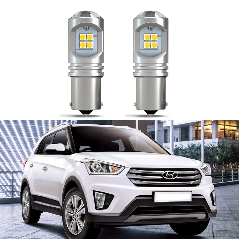 2pcs 1156 P21W BA15S white Canbus No Error LED Daytime running light DRL driving bulb For Hyundai Creta 2016 2017 2018 2019