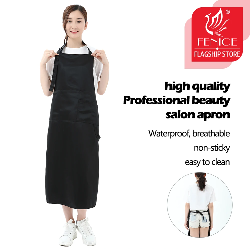 Fenice Hairdressing Apron Barber Shop Hair Salon Capes Dedicated Home and Women non-stick Backless Black Apron