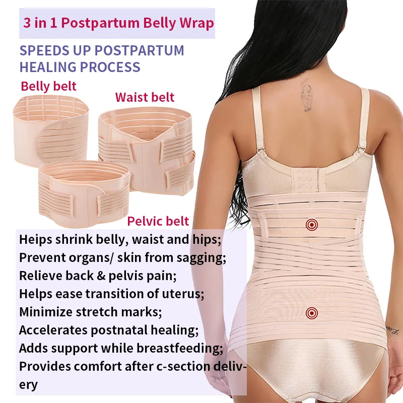 Miss Moly 3in1 Postpartum Afslanken Riem Voor Postpartum Vrouwen Body Recovery Shapewear Buik Controle Bandage Ademend Corset